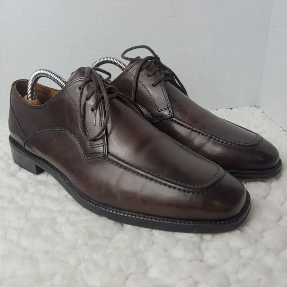 Cole Haan Brown Burnished Leather Apron Toe Derby 8.5M Mens Dress Office Shoes